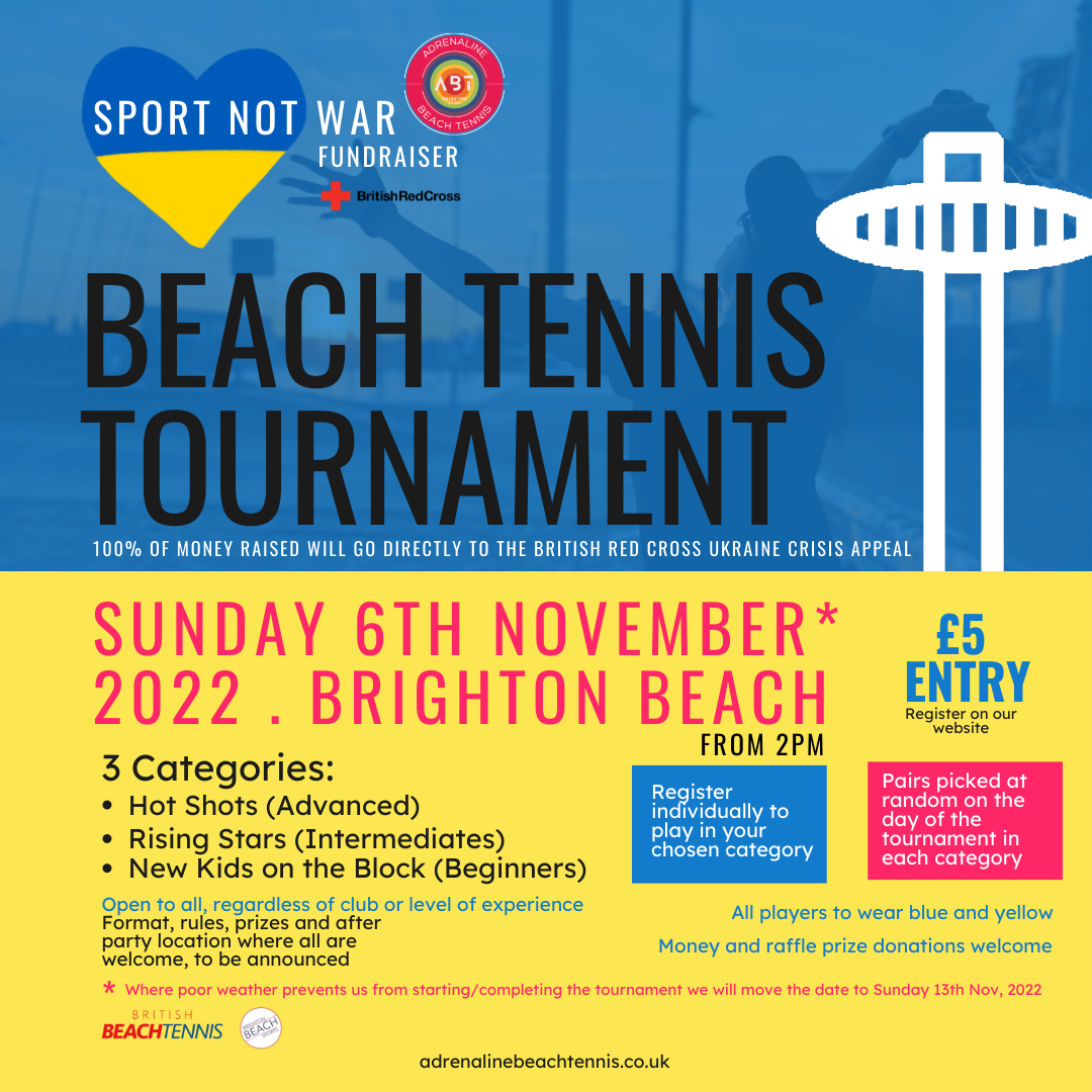 Sport Not War Beach Tennis Tournament Poster