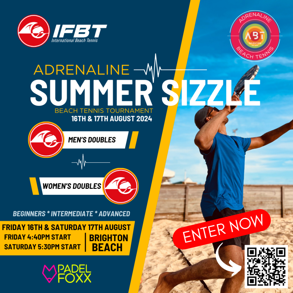 Adrenaline Beach Tennis Summer Sizzle Beach Tennis Torunament Poster